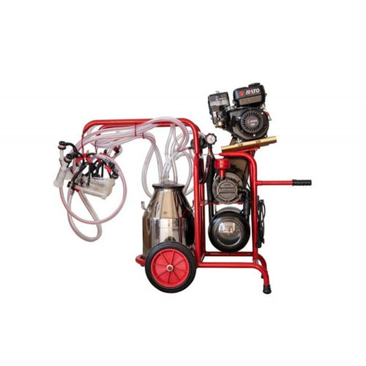 Aparat muls ovine si caprine cu motor termic Melasty cu 4 posturi si 1 inox (30 l), EMT