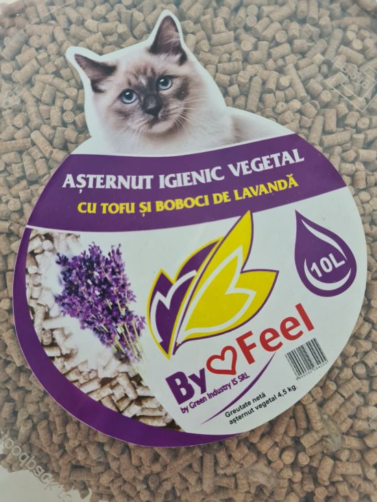 Asternut vegetal igienic pentru pisici - tofu si lavanda (4.5kg), Green