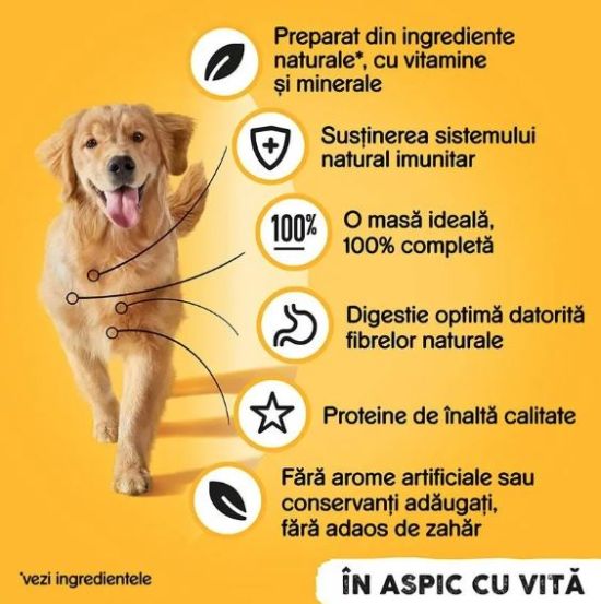 Hrana umeda conserva pentru caini adulti -vita in aspic (1200 g), Pedigree