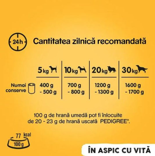 Hrana umeda conserva pentru caini adulti - vita in aspic (400 g), Pedigree