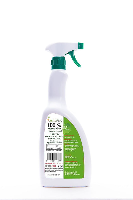 Ingrasamant organic cu pulverizator pentru plante cu flori (0.5 L), Lumbreco