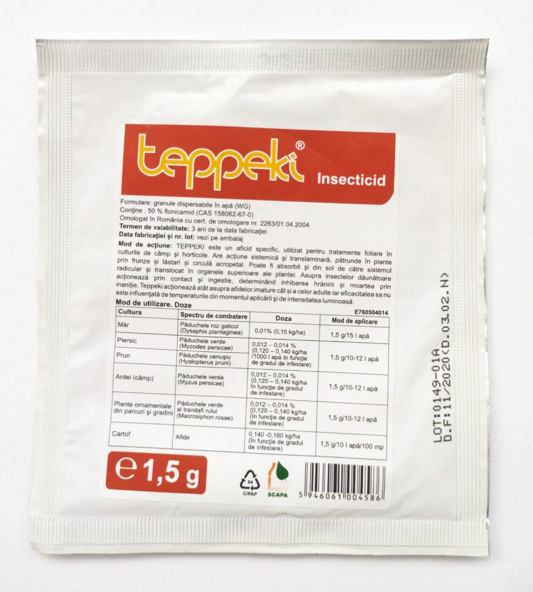 Insecticid Teppeki (1.5 g), Bayer Cropscience