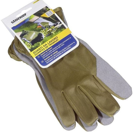 Manusi de gradina cu palma piele verde oliv, Stocker