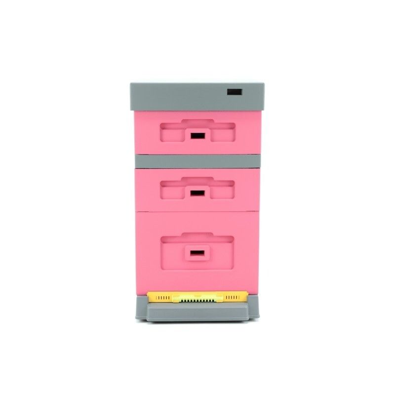 Stup din polistiren roz cu fund antivarroua si magazie 1/2 , Apis