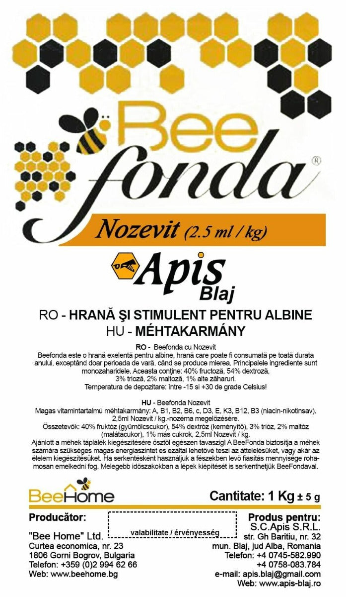Hrana pentru albine BeeFonda cu Nozevit (1 kg), BeeHome