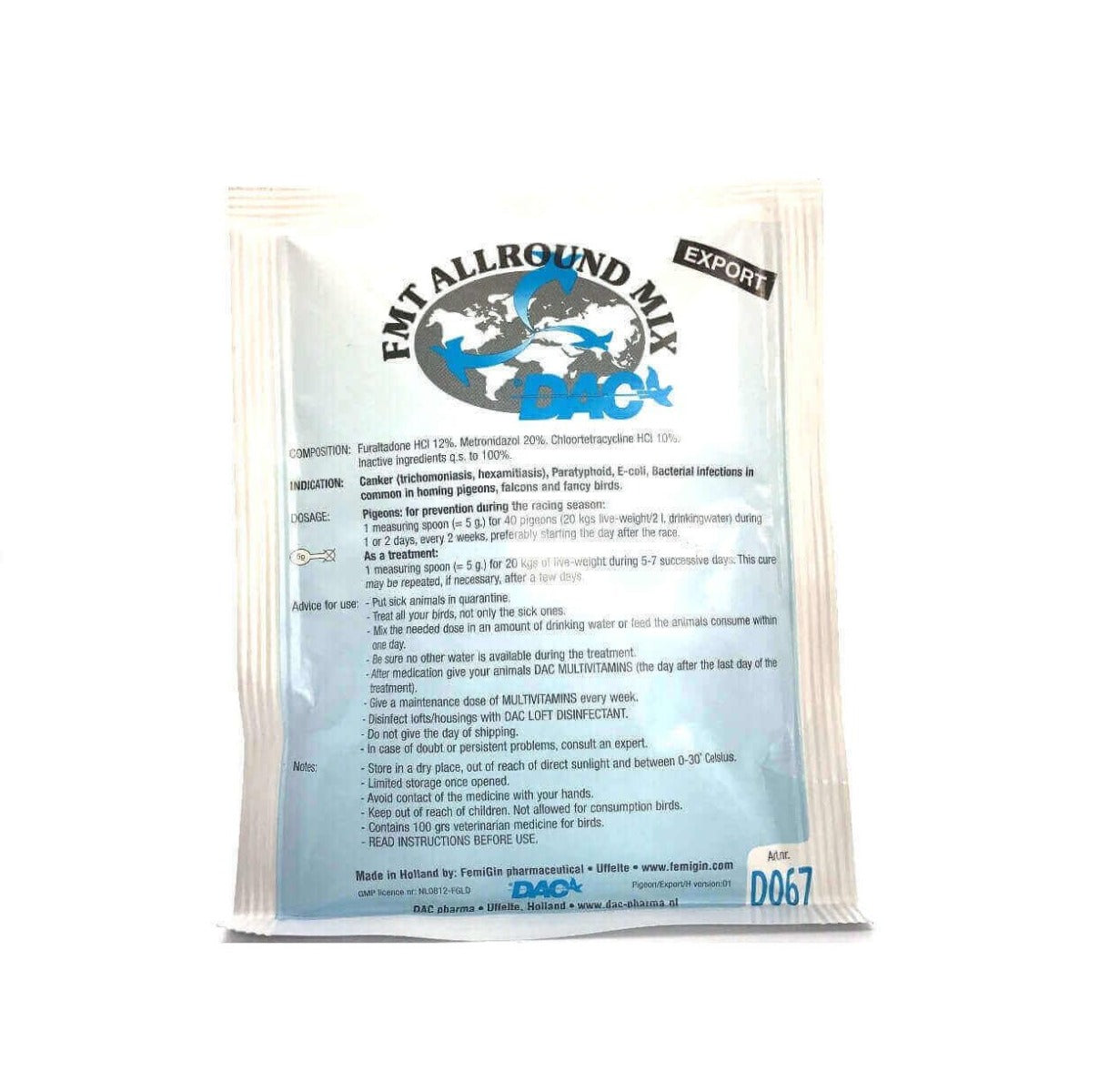 Adjuvant pentru porumbei impotriva infectiilor bacteriene FMT (100 g), Chevita