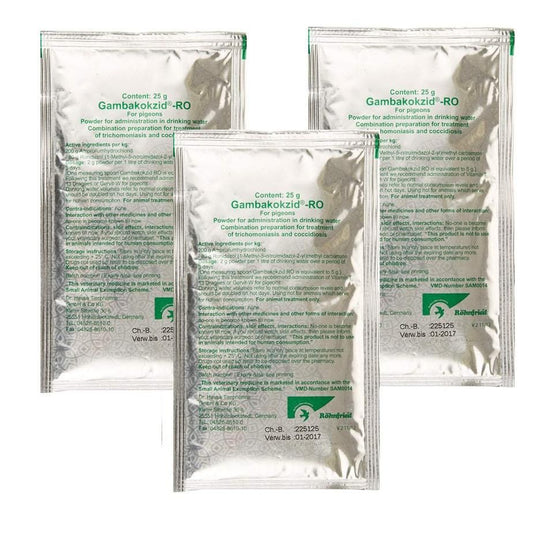 Adjuvant pentru porumbei impotriva Trichomonozei, Coccidiozei si Hexamitiazei Gambakokzid (25 g), Rohnfried
