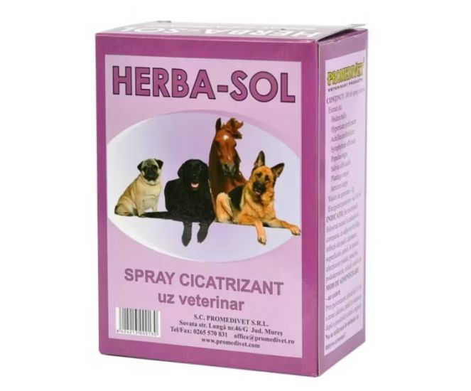 Adjuvant veterinar spray cicatrizant Herba-Sol (150 ml), Promedivet