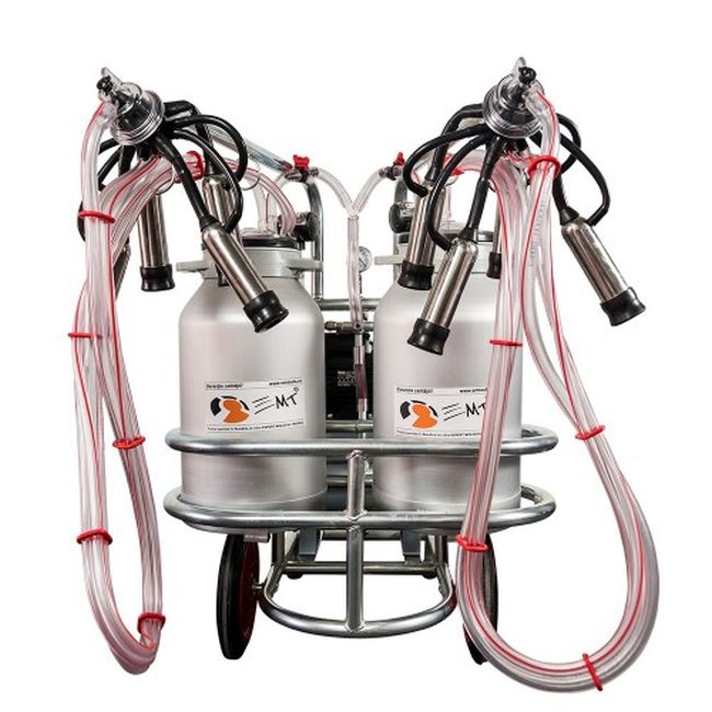 Aparat muls vaci cu 2 posturi si 2 bidoane aluminiu (25 l), EMT