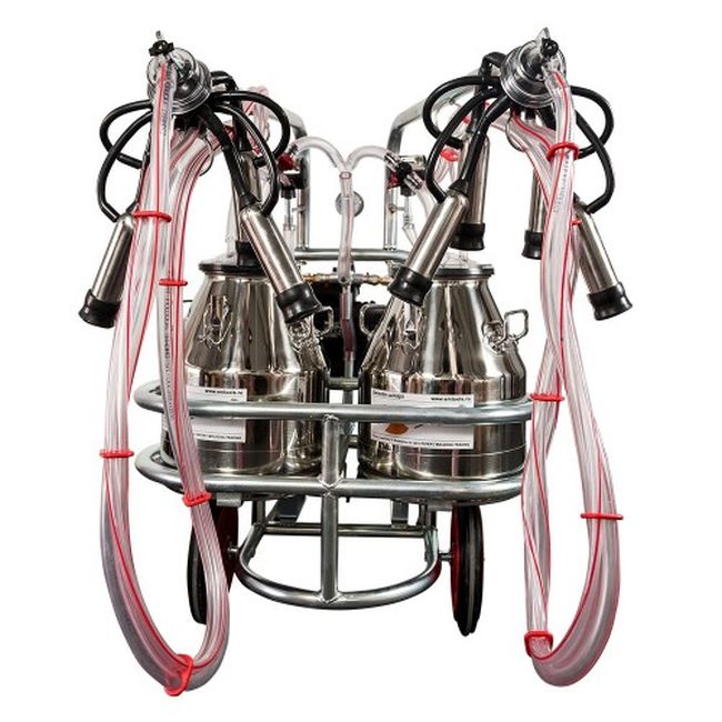 Aparat muls vaci cu 2 posturi si 2 bidoane inox (40 l), EMT