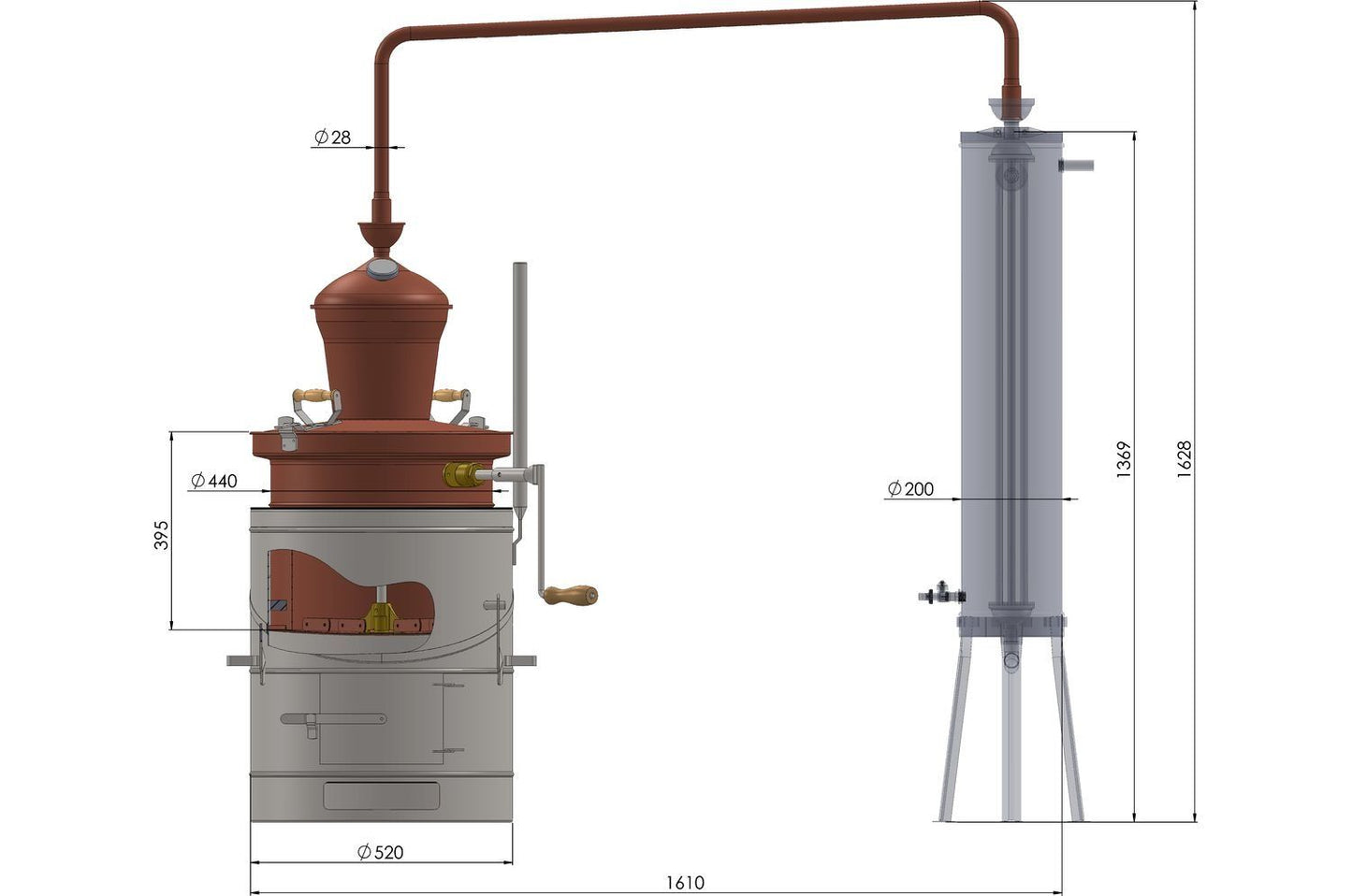 Cazan pentru tuica Basculant cu amestecator (60 l), Des Cazane