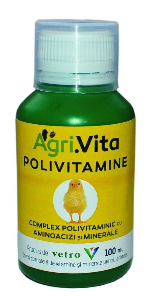 Complex polivitaminic cu aminoacizi si minerale pentru pasari si animale Agri.Vita Polivitamine (100 ml), Agri.Shop