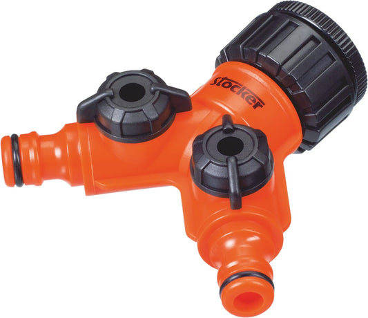 Conector robinet 1/2" - 3/4" cu 2 iesiri, Stocker 25092