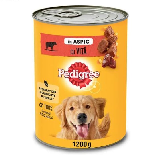 Hrana umeda conserva pentru caini adulti -vita in aspic (1200 g), Pedigree 