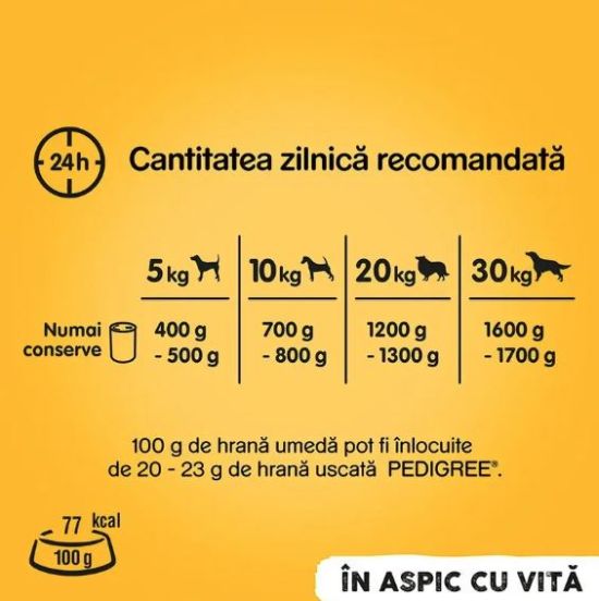 Hrana umeda conserva pentru caini adulti -vita in aspic (1200 g), Pedigree