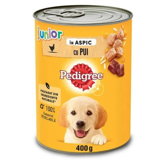 Hrana umeda conserva pentru caini Junior - pui in aspic (400 g), Pedigree