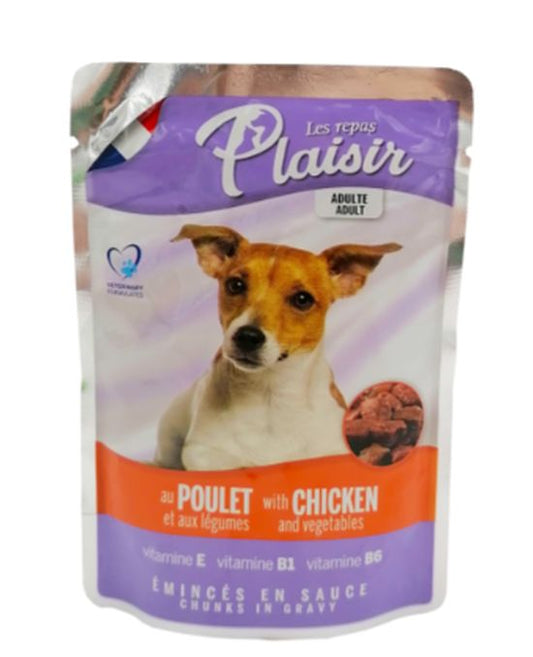 Hrana umeda pentru caini - pui si legume (100 g), Plaisir