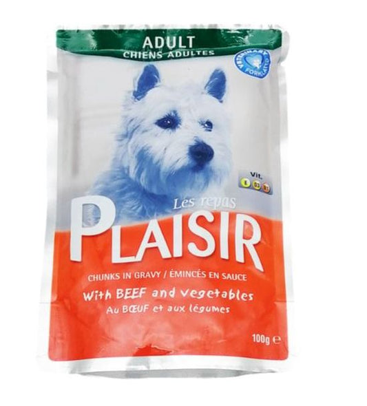 Hrana umeda pentru caini - vita si legume (100 g), Plaisir