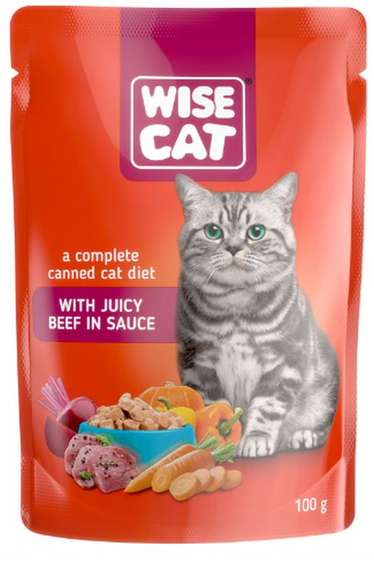 Hrana umeda pentru pisici - vita (100 g), Wise Cat