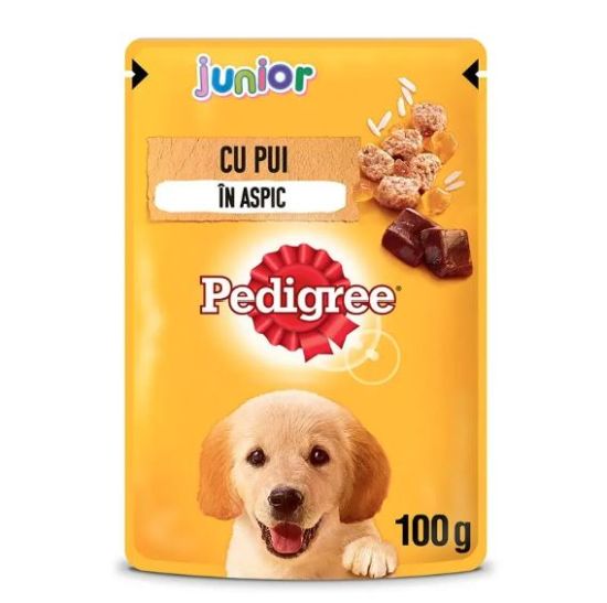Hrana umeda plic pentru caini Junior - pui si orez in aspic (100 g), Pedigree 