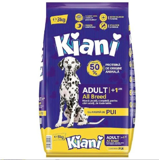 Hrana uscata pentru caini adulti - pui (3 kg), Kiani 