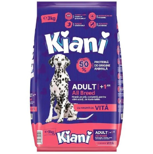 Hrana uscata pentru caini adulti - vita (3kg), Kiani