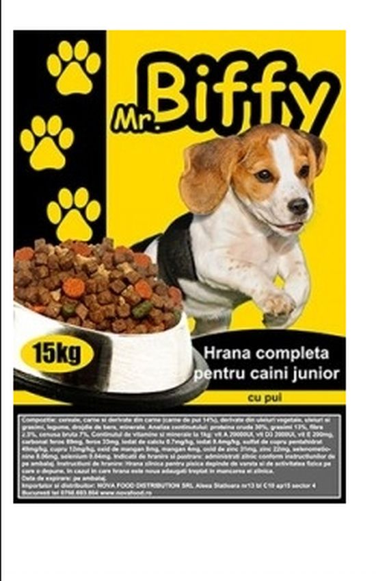 Hrana uscata pentru caini Junior - pui (15 kg), Mr.Biffy