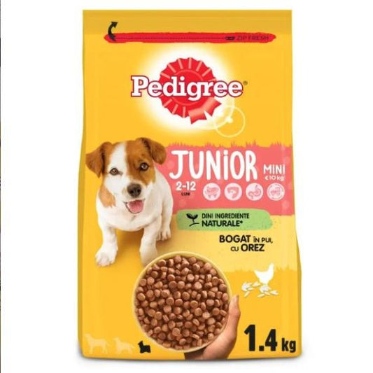 Hrana uscata pentru caini Junior - pui si orez (1.4 kg), Pedigree
