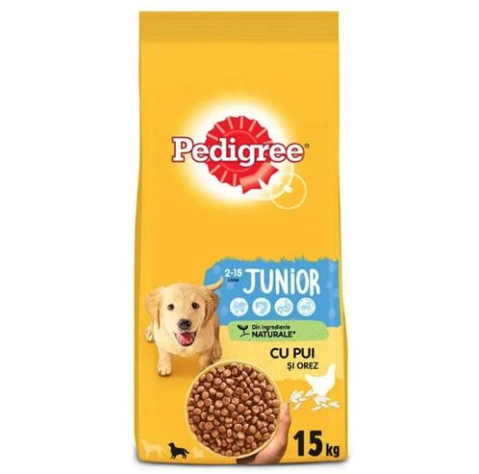 Hrana uscata pentru caini  Talie Medie Junior - pui si orez (15 kg), Pedigree