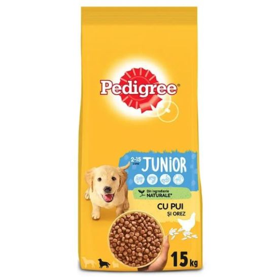 Hrana uscata pentru caini  Talie Medie Junior - pui si orez (15 kg), Pedigree