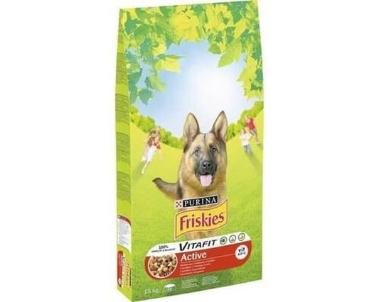 Hrana uscata pentru caini Vitafit Activ Adult Friskies - vita (15 kg), Purina