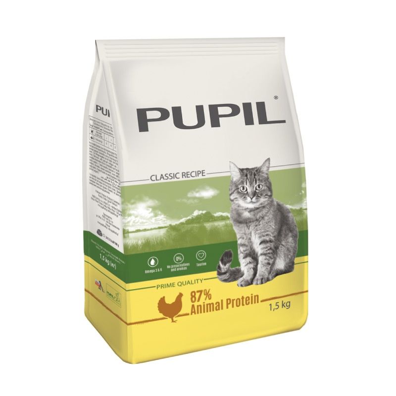 Hrana uscata pentru pisici Pupil Prime Quality, pui, ficat si legume - Adult (1.5 kg), Pupil Foods