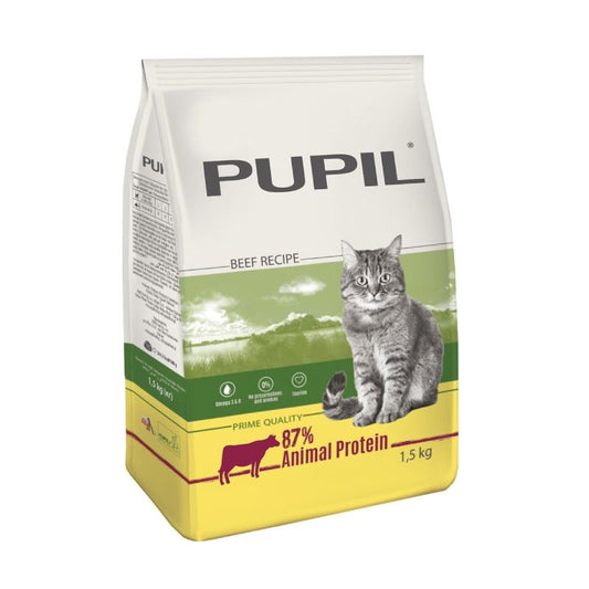 Hrana uscata pentru pisici Pupil Prime Quality, vita si legume - Adult (1.5 kg), Pupil Foods