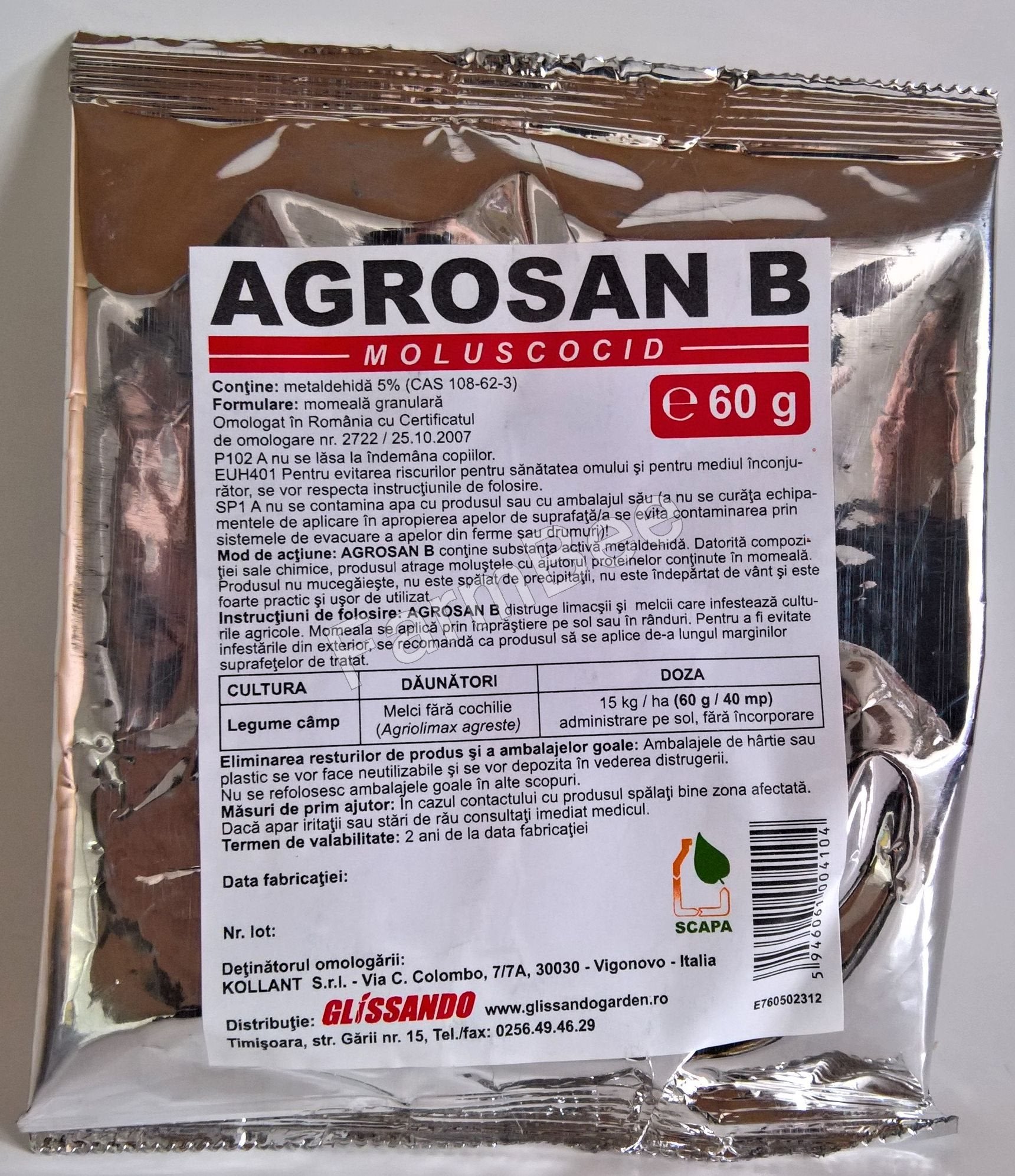 Insecticid Agrosan B (60 g), Kollant