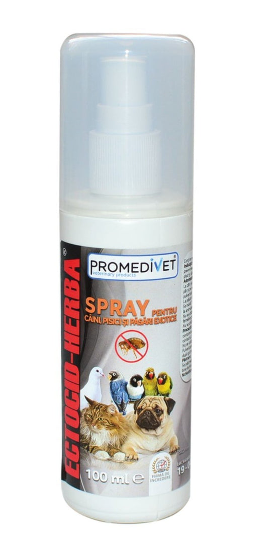 Insecticid spray pentru caini, pisici si pasari Ectocid Herba (100 ml), Promedivet