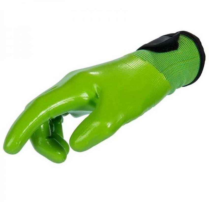 Manusi de gradina impermeabile culoare negru-verde 10/L, Stocker 22123