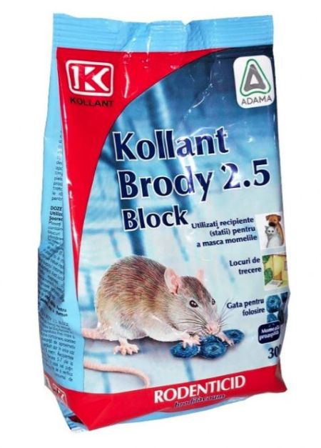 Momeala raticida bloc parafina Brody 2.5 (300 g), Kollant