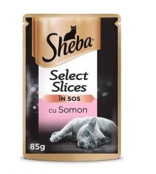 Hrana umeda pentru pisici adulte - somon in sos (85 g), Sheba Selection 