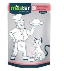 Hrana umeda pentru pisici adulte - vitel (80 g), Master