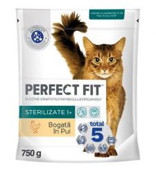 Hrana uscata pentru pisici adulte Sterilizate - pui (750 g), Perfect Fit 